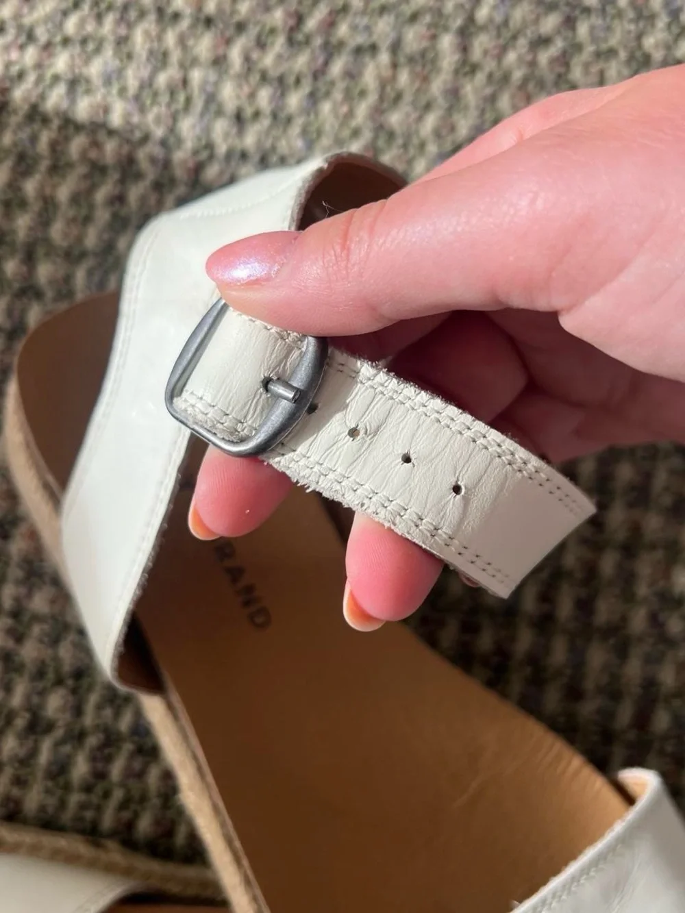 Lucky Brand White Ankle-Strap Espadrille Flat Sandals